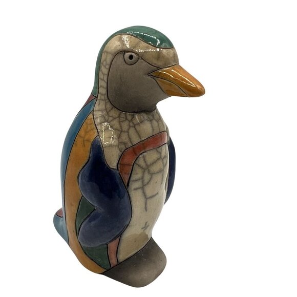 Fenix Raku Pottery Handcrafted Signed 5.5" Ceramic Penguin Artisan Collectible - Picture 6 of 11